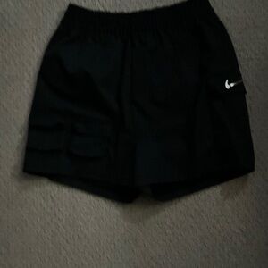 Nike Black cargo Shorts with silver Swoosh
